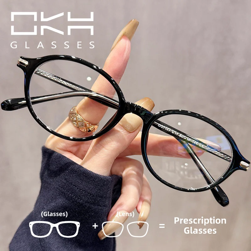 OKH إطار بيضاوي صغير على الطراز الكوري مضاد للضوء الأزرق لقصر النظر إطار نظارات طبية للسيدات للقراءة #1