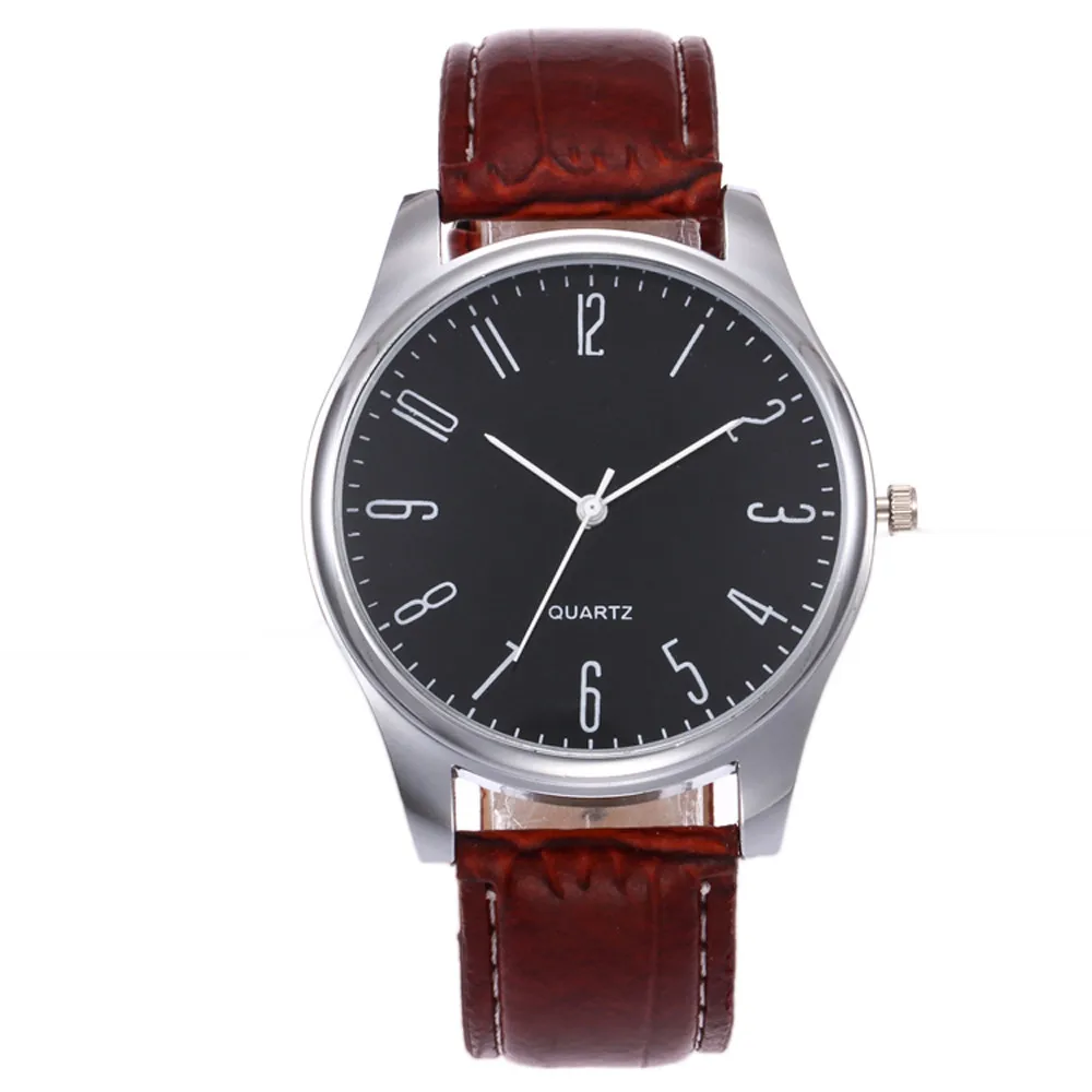 High End Business And Daily Life Fashionable Stainless Steel Minimalist Round Dial Leather Strap No Waterproof For Men