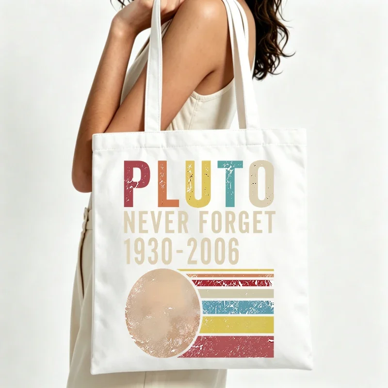 solar system graphic canvas tote bag with vintage text print, perfect for casual daily use and space-themed outings