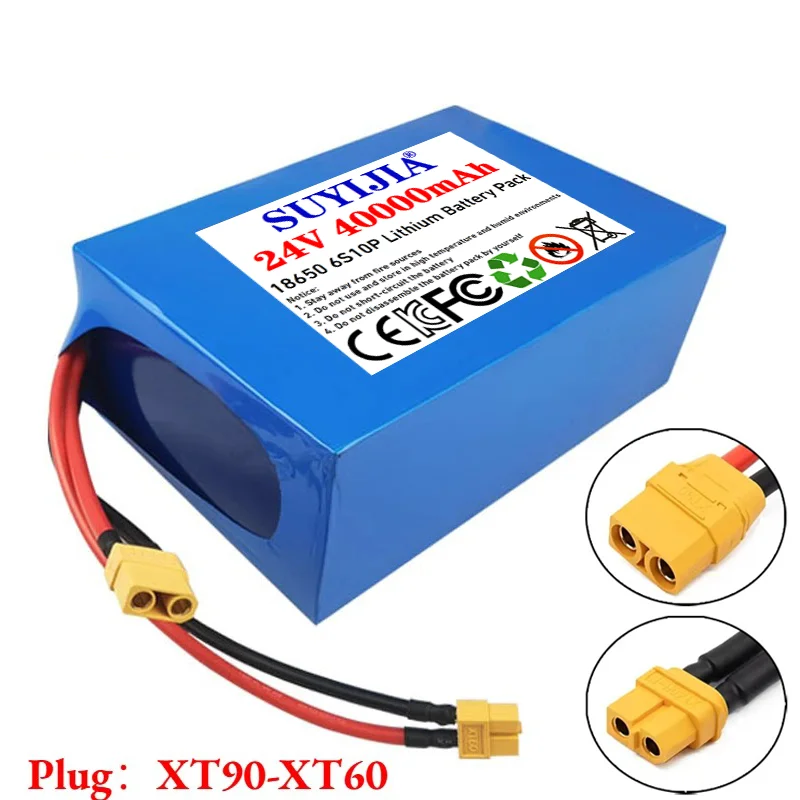 18650 24V 40Ah Li-ion Rechargeable Battery with BMS for Scooter 6S10P Battery Pack 25.2V 40000mAh Emergency Energy Storage