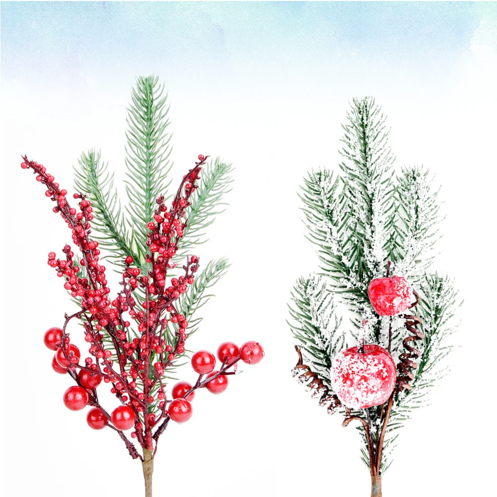 

2pcs Artificial Red Berry Stems Christmas Decorations Holiday Centerpiece Mantle Wreath Crafting Projects Red Fruit Xmas Tree