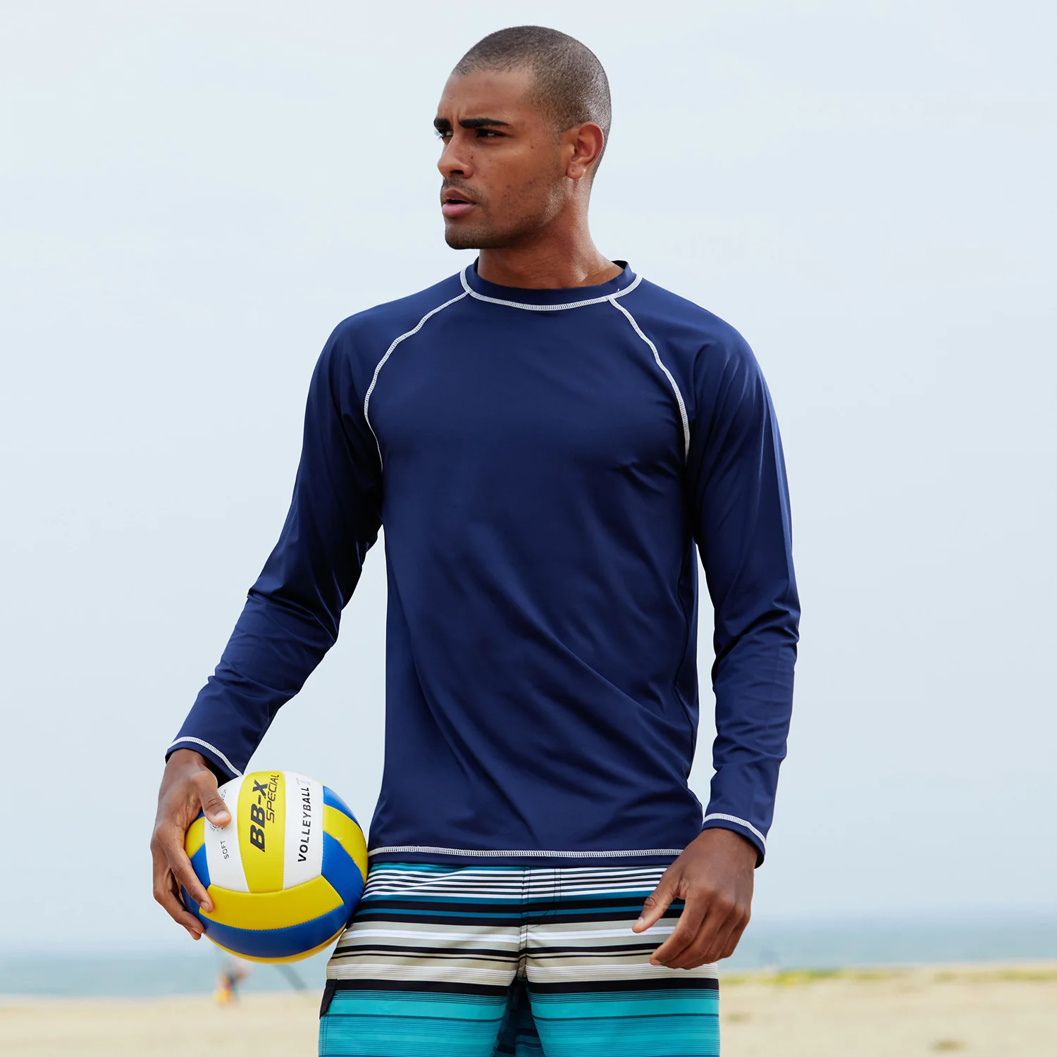 Herren Langarm Schwimm hemden Rash guard bis 50 UV Sonnenschutz hemd sportliches Training Laufen Wandern T-Shirt Bade bekleidung – Detail 8