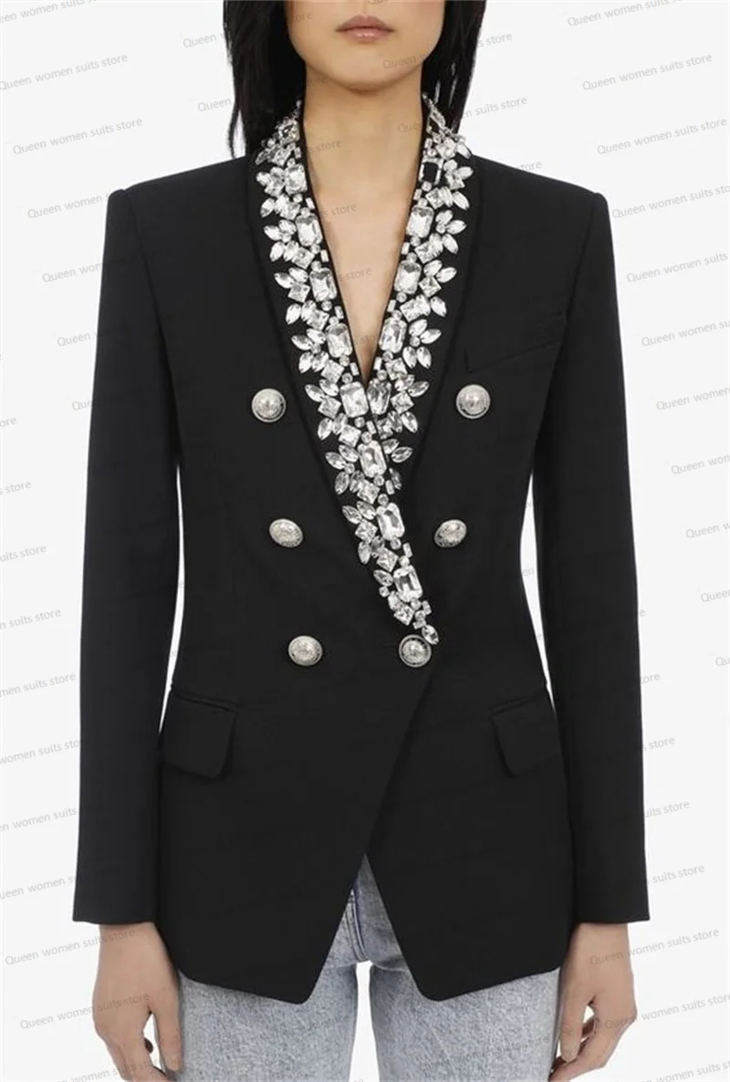 Crystals Wedding Tuxedo Women Suits Blazer 1Pcs Luxury Beads Tailored Jacket Prom Dress Coat Outfit Costumes pour femmes