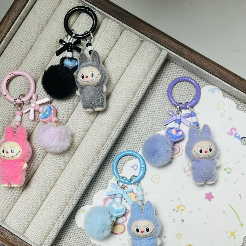 

Labubu Keychain Couple Keychain Kawaii Mini Cartoon Bowknot Cell Phone Charm Backpack Decoration Gift Car Decoration Keychain