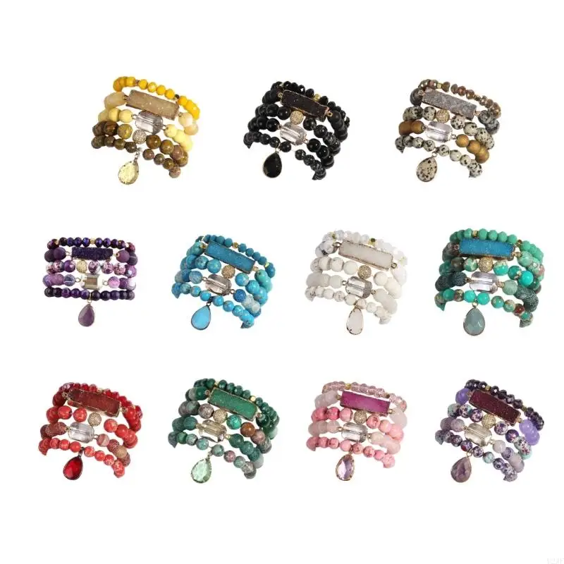 Stylish Bracelet Handmade Accessory Beads Bracelet Stone Texture Fashion Wrist Jewelry Suitable for Enhancing Willpower