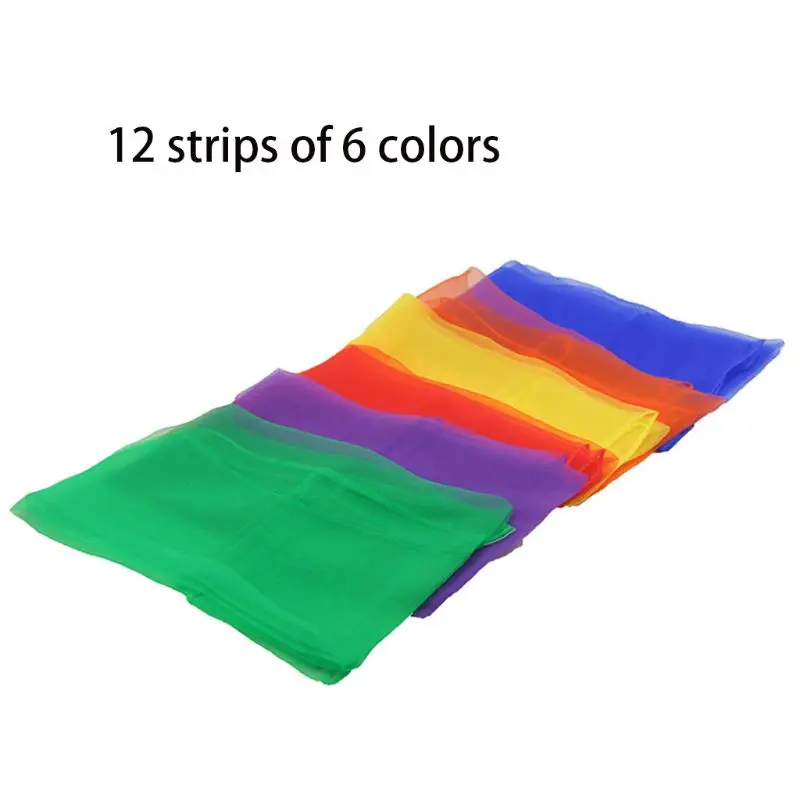 12Pcs Adult Kids Retro Scarves Hemmed Square Sheer Neck Scarf Juggling Dance Transparent Sheer Kerchief