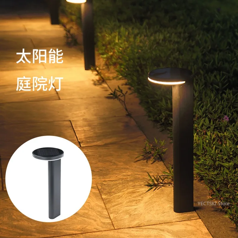 

New LED Solar Lawn Light Villa Park Landscape Garden Light Simple Die Casting Aluminum Courtyard Column Head Light