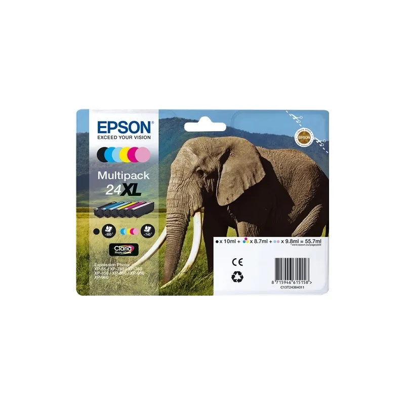 Epson T2438 (24XL) Pack of 6 original ink cartridges-C13T24384011 T2438 tintasycartuchos.com