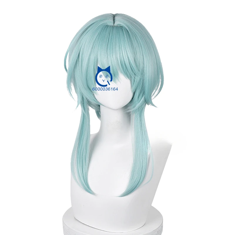 Path To Nowhere Game Nightingale Cosplay Wig 45cm Short Cyan Wig Heat Resistant Synthetic Hair Halloween Comic Con Party Women