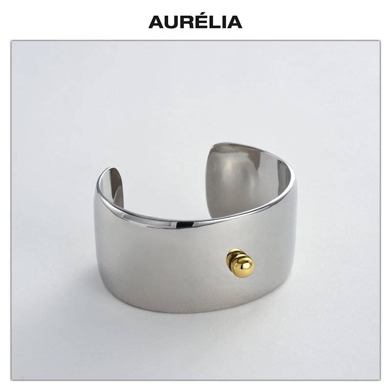 

Europe America Fashion Gold Silver Wide Smooth Open Bracelet Women Unique Design Jewelry Accessories Trend