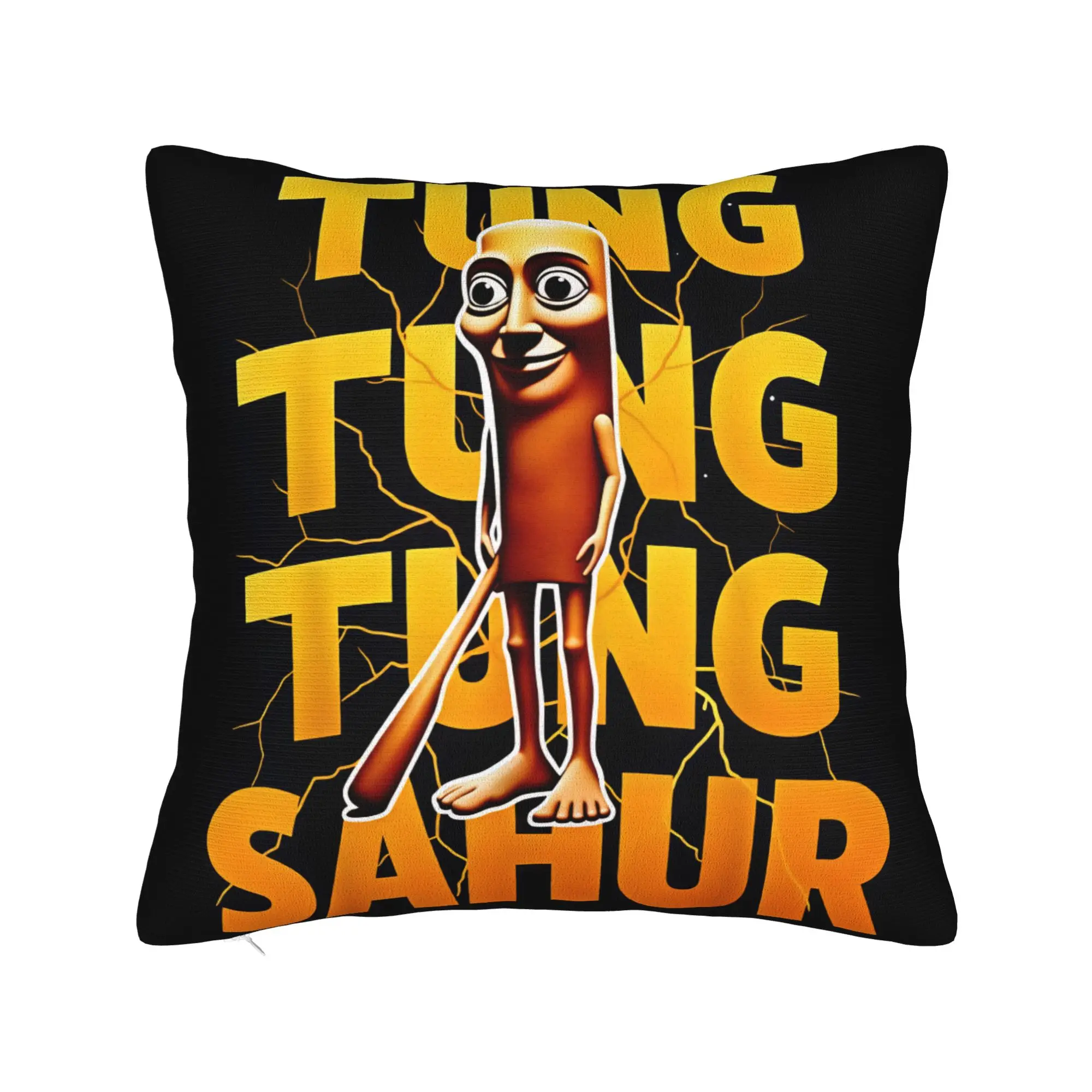 Tung Tung Sahur Bold Text Lightning Pillow Case  Kawaii Pillow Cover Custom Pillowcases For Office Car Home Decor