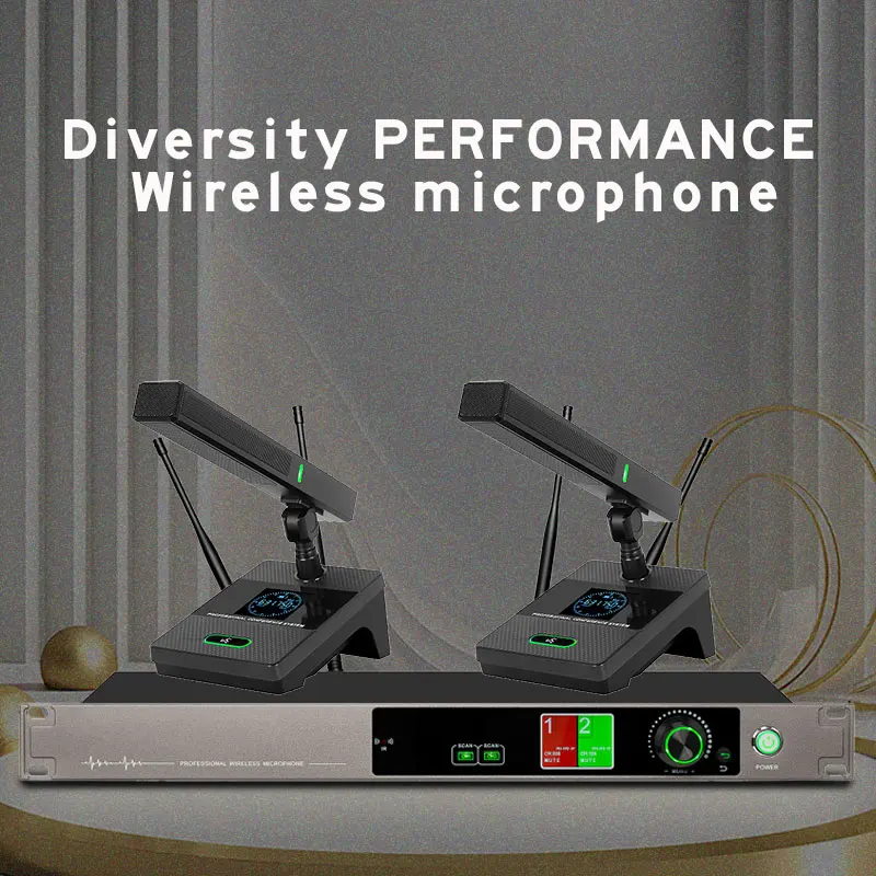 Diversity one to two wireless microphone U-segment anti howling headworn conference engineering remote receiving microphone