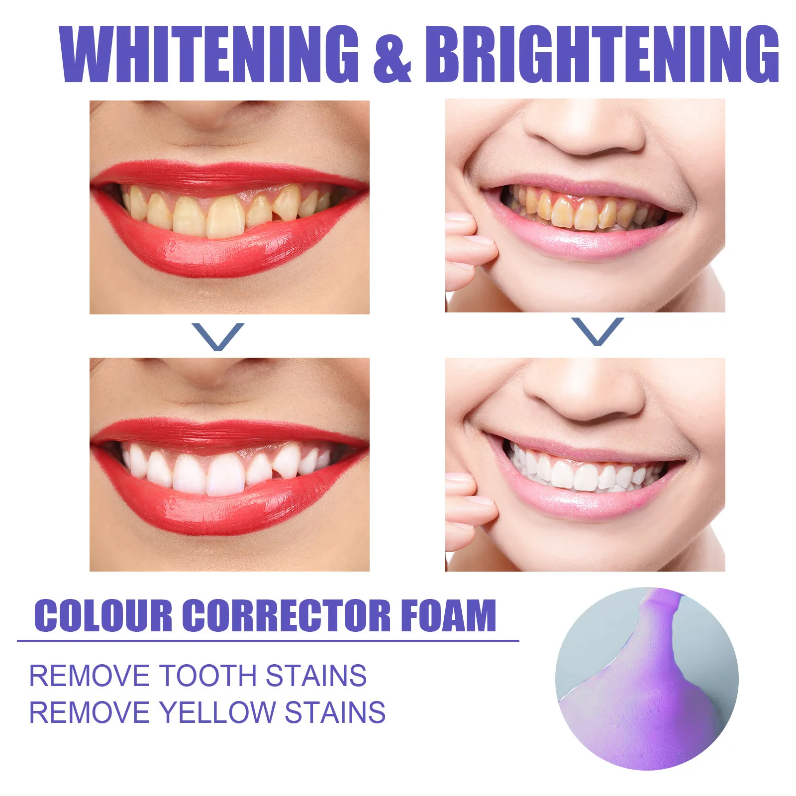 Teeth Whitening Mousse Removes Smoke Tea Coffee Stains Toothpaste Dental Bleaching Deep Cleaning Fresh Breath Oral Hygiene