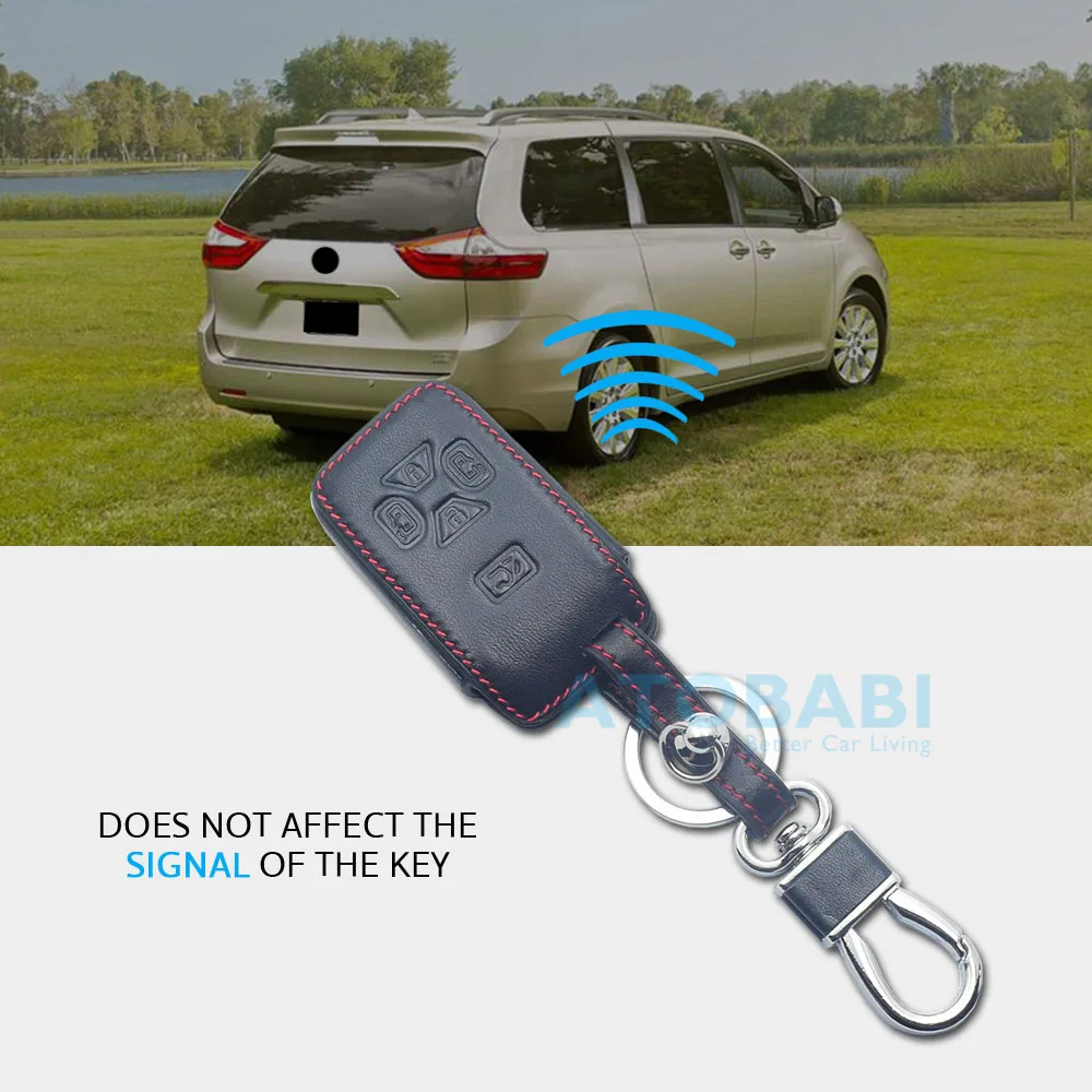 Chiave Dell\'automobile di cuoio Della Copertura Per Toyota Estima Alphard Vellfire Previa 2010-2015 5 Bottoni Portachiavi Smart Remote Fob