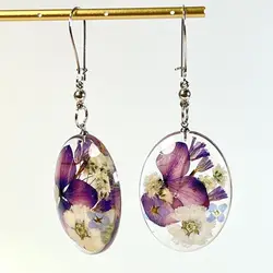 Handmaking Cute Flower Earring Unique Pressed Natural Flower Jewelry Earring Wholesale Creative Epoxy Resin Earring With Flower