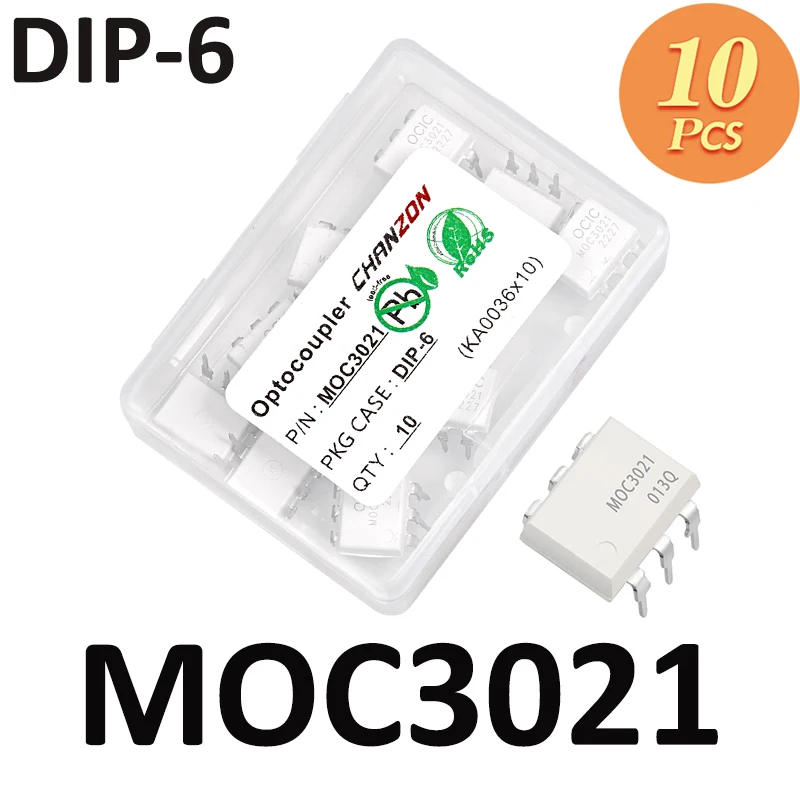 10PCS MOC3021 MOC3021M DIP DIP6 Optocoupler Photoelectric Optoisolator Opto Triac Coupler New and Original  IC In Stock Chanzon