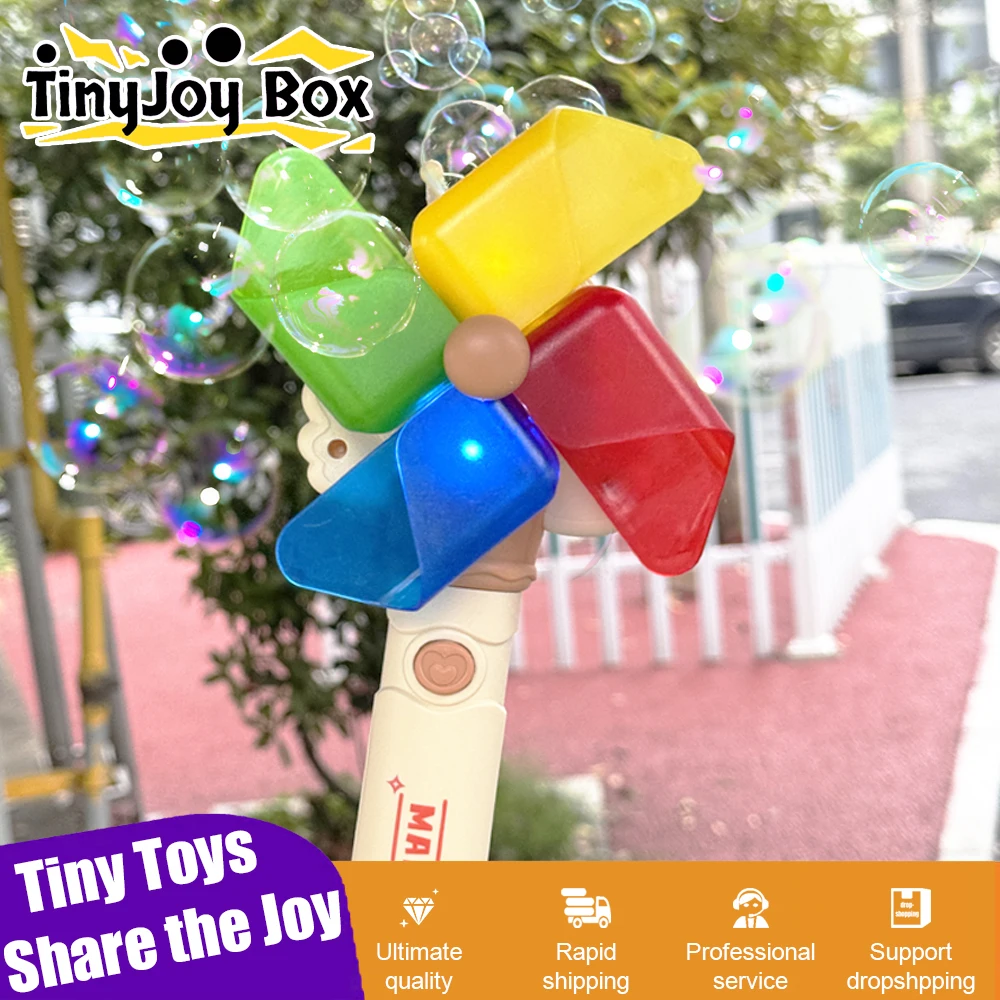 

Automatic Windmill Bubbles Stick with Light Children's Soap Blowing Bubble Machines Handheld Outdoor Toys for Kids Gifts