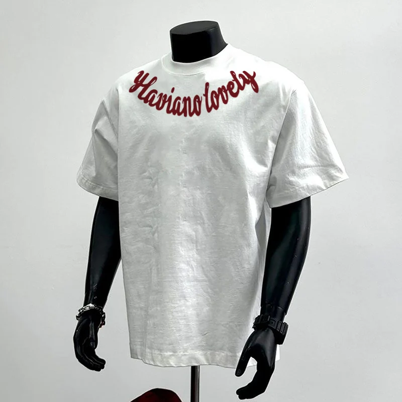 

Мужская летняя футболка с короткими рукавами из плотного хлопка American High Street 2022, универсальный модный топ с короткими рукавами большого размера