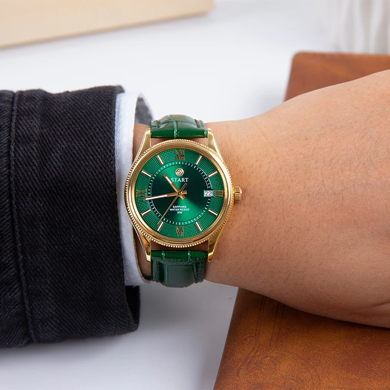 【START】من المألوف الرجال ووتش السويسرية المستوردة حركة الكوارتز الرجال ووتش مضيئة الطلب الروماني وظيفة التاريخ