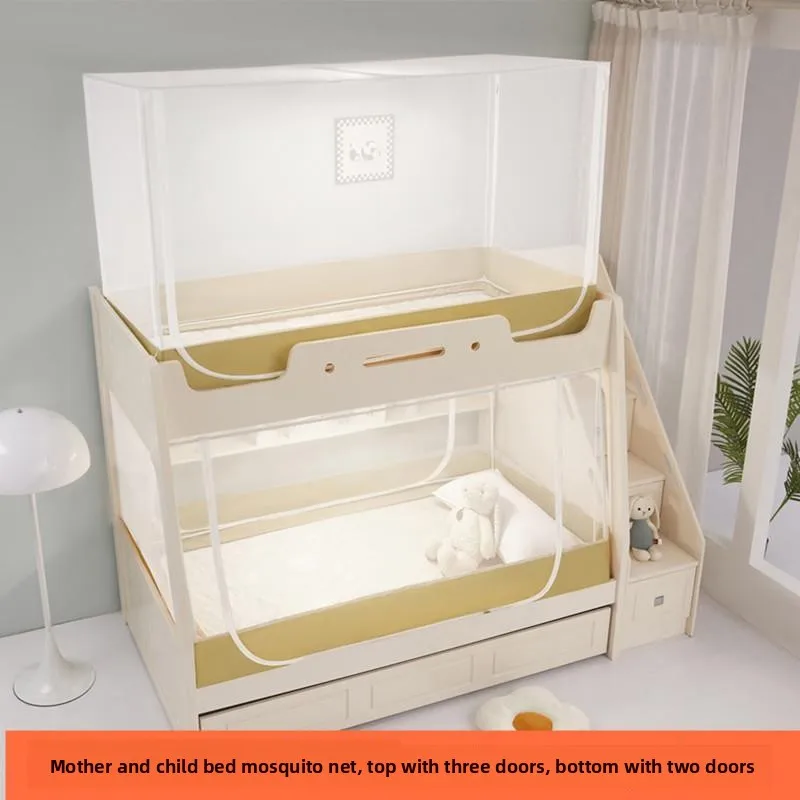 Breathable Polyester Mosquito Net for Mother-Child Bed with Ladder And Stand 15 Meters  Trapezoidal Design Home Use