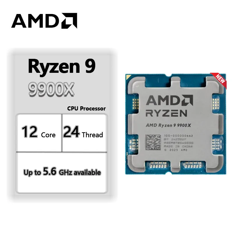 New AMD 9900X Ryzen 9 9900X Processor 5.6GHz 12-Core 24-Thread 76MB Game Cache 4NM TDP 120W Socket AM5 Gaming CPU Zen 5