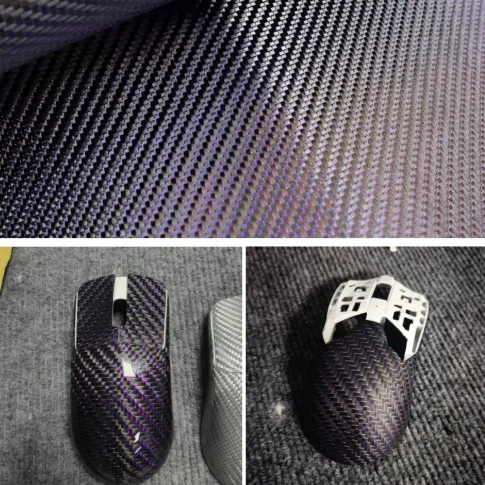 3k 200g 2x2 Twill Plain Real Carbon Fiber and Metal Wire Mixed Woven Small Size Sample Red Blue Purple and Green Wire Fabric