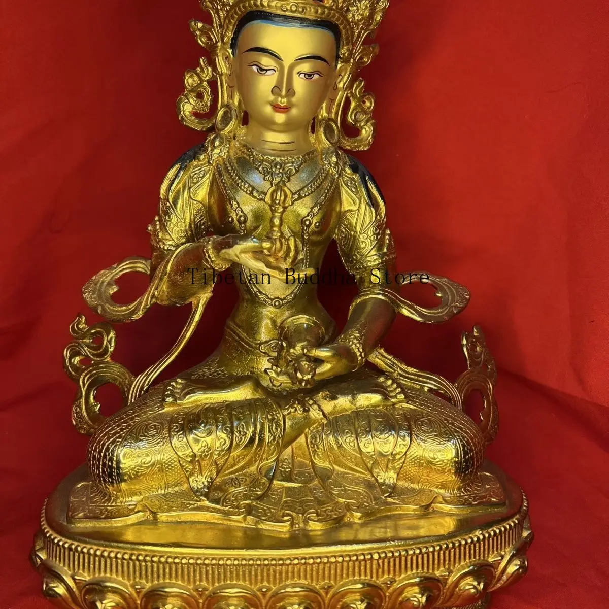 Tibetan Tantra gilt offering one foot of pure copper Vajrasattva ornament