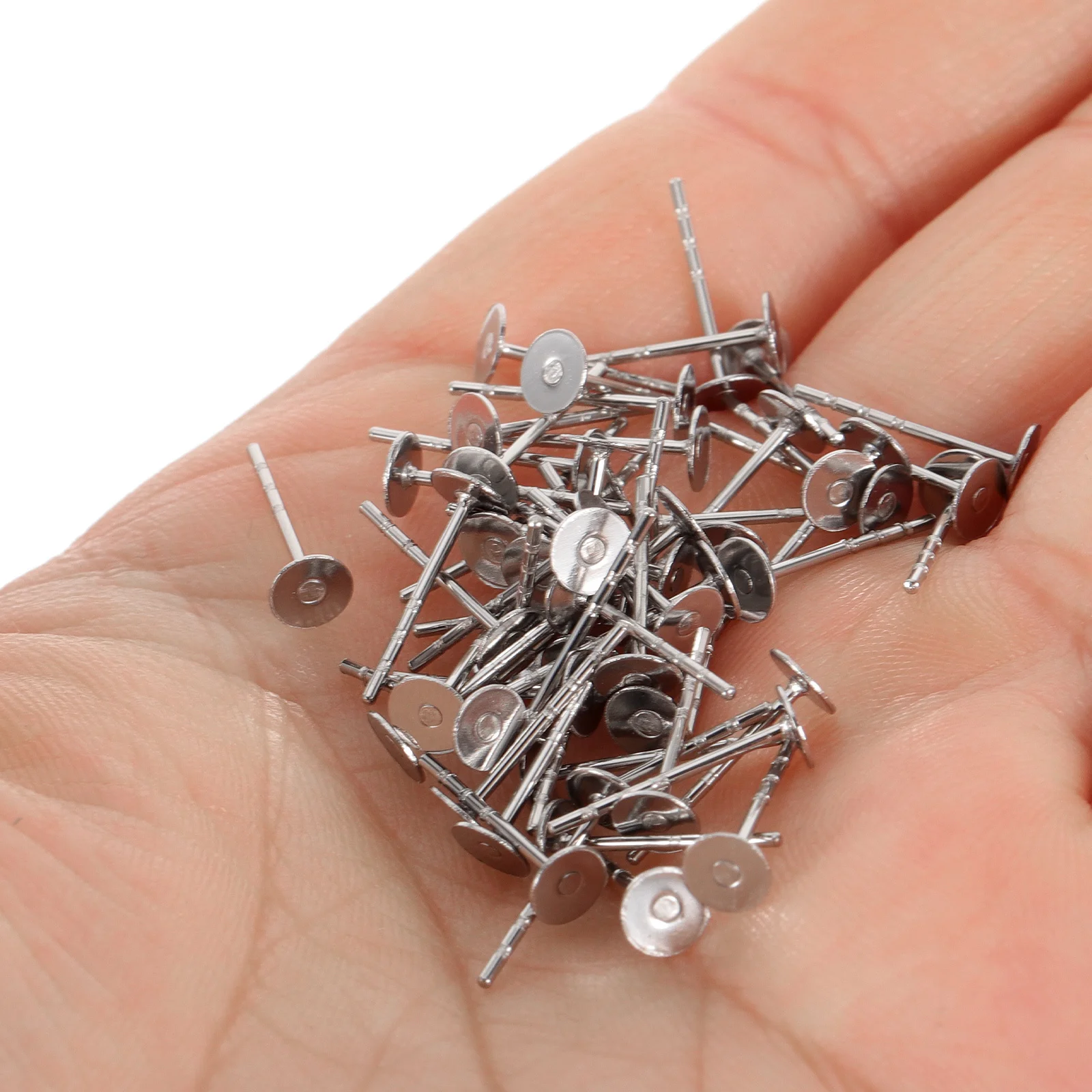 

Earring Posts Metal Diy Earring Making Accessories Smooth Flat Studs For Jewelry Craft Ear Decor Findings