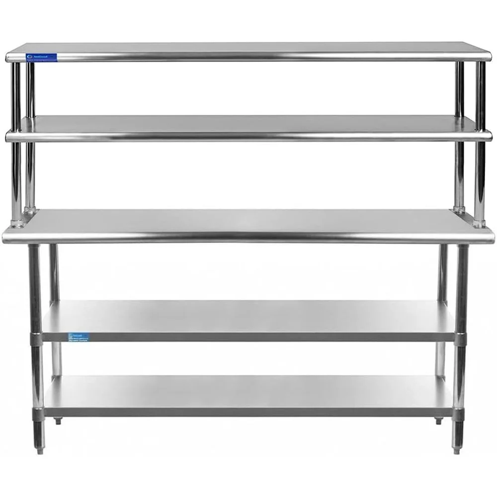 24inch x 60inch Stainless Steel Commercial Kitchen Work Table Double Tier Shelf NSF Approved Utility Bench Garage Laundry Prep