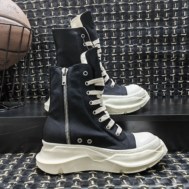 Men Women Shoes Owens Canvas Thick Sole Jumbo Shoeslace Platform High Street Black Walking Skateboard Dance Sneakers Luxury