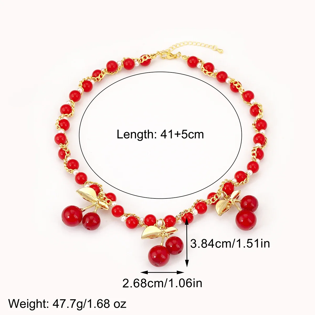 Nidin New Fashion Cherry Shape Red Beads Pendant Necklace For Women Female Good Luck Charm Chain Jewelry Birthday Party Gifts