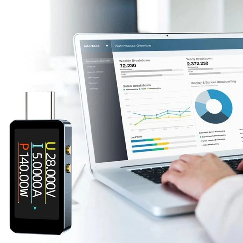 New Portable USB Type C Tester With Real Time Voltages And Current Readout For Battery Performances Analysis