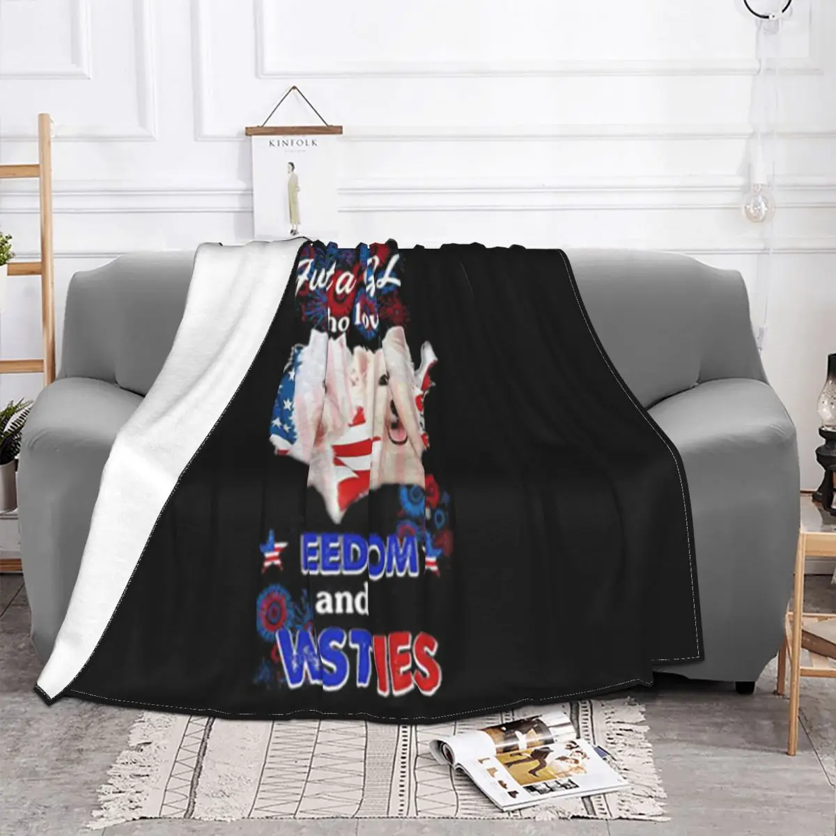 Just A Girl Who Loves Freedom And Westies American Flag Summer High Quanlity Game Men Hot Throw Blanket