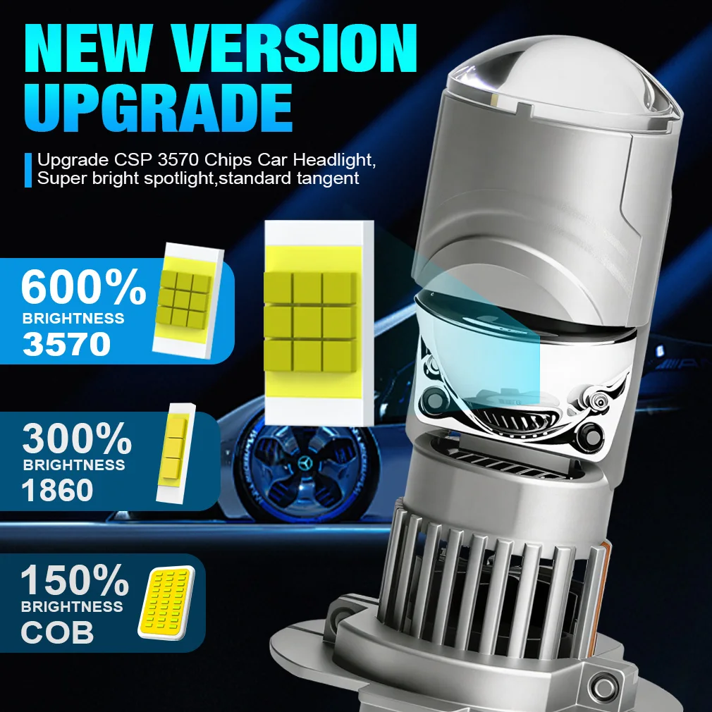 H7 LED Headlight Projector Lens Canbus 30000LM 100W LED H7 Light Hi/Low Beam Lamp Car Motorcycle Headlight 6000k 12V 24V