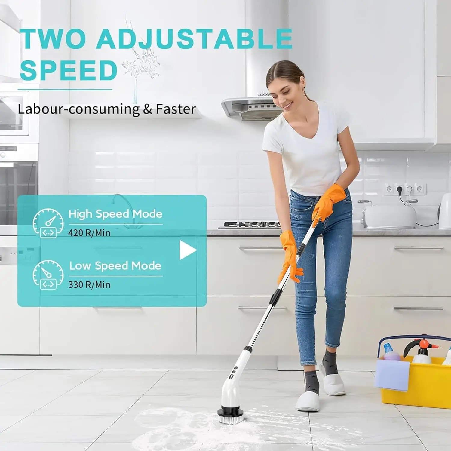 Spazzola per pulizia elettrica con 7 testine Bagno Cucina Cordless Handheld Doccia Scrubber Spin Cleaner Detergente multifunzionale