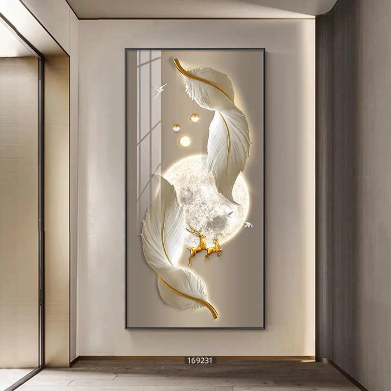 

LED Crystal Porcelain Feather Wall Lamp | Indoor Decor for Living Room/Corridor/Restaurant | Modern Home Decoration Light
