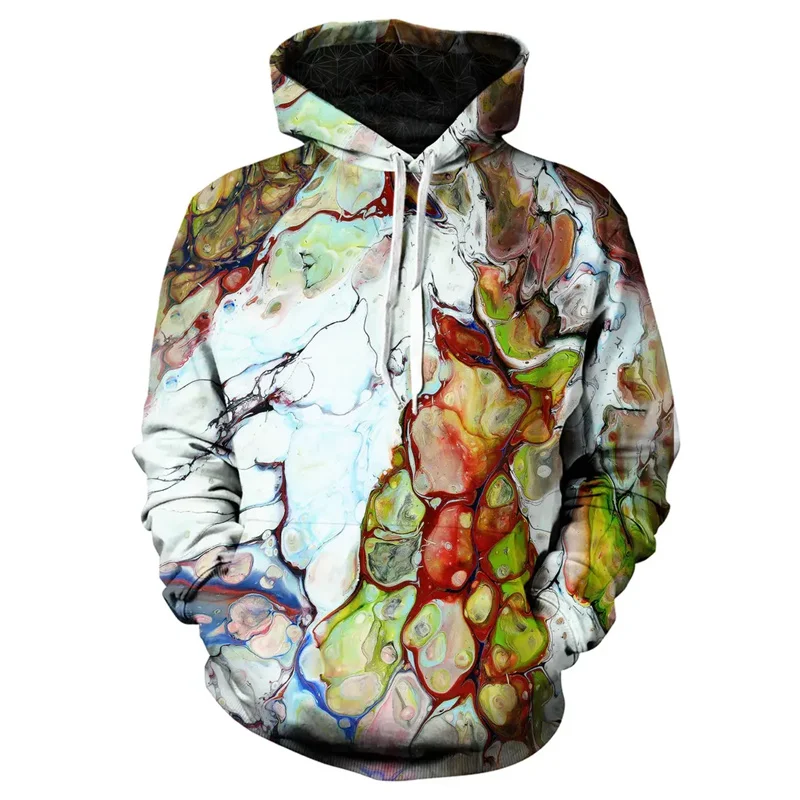 Retro Marble Graphic Hoodie For Men 3D Printed Sweatshirt Streetwear Sports Running Pullovers Oversized Long Sleeve Hoodies