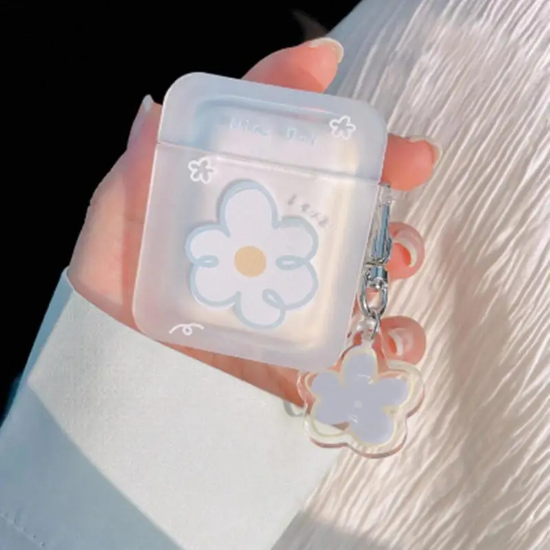 Kotak Earpiece Transparan Lucu untuk Airpod 1/2/Pro dengan Gesper untuk Airpods Earphone Kotak Pelindung Casing Penutup