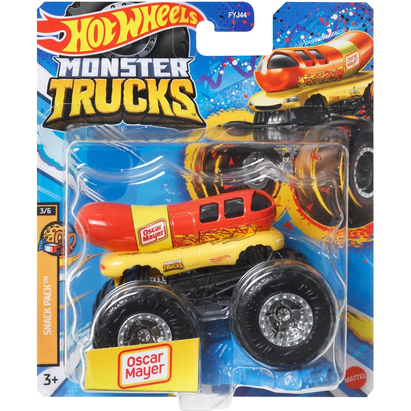 Genuine Hot Wheels Monster Trucks Car Shark Wreak Oscar Mayer Carro Diecast 1/64 Tuk N\'roll giocattoli per bambini per ragazzi regalo per bambini