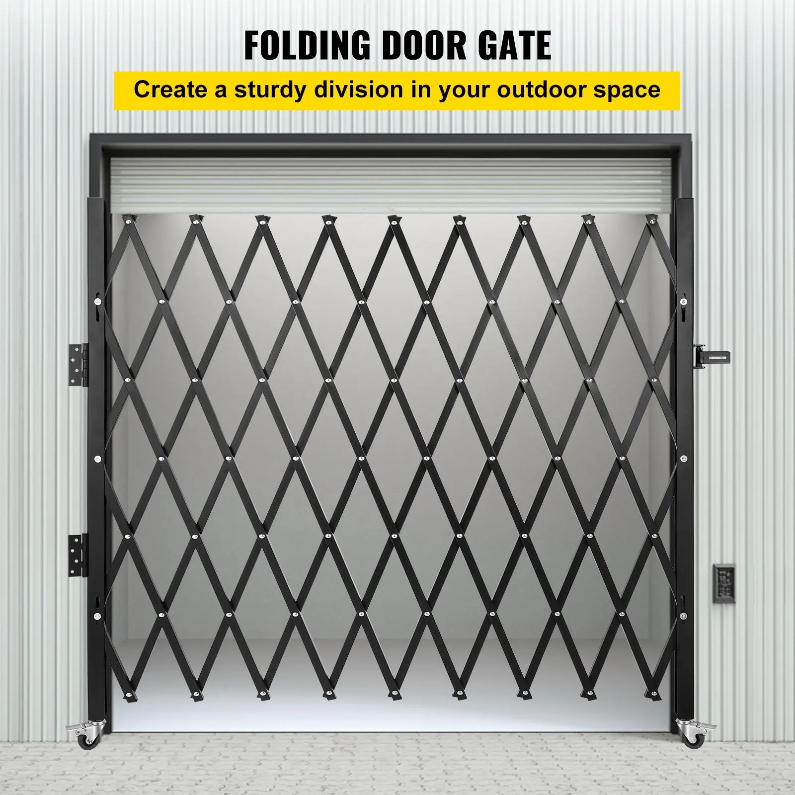 VEVOR Single Folding Security Gate, 7.1' H x 7.1' W (85 x 85 inch)Folding Door Gate, Steel Accordion Security Gate, Flexible Exp