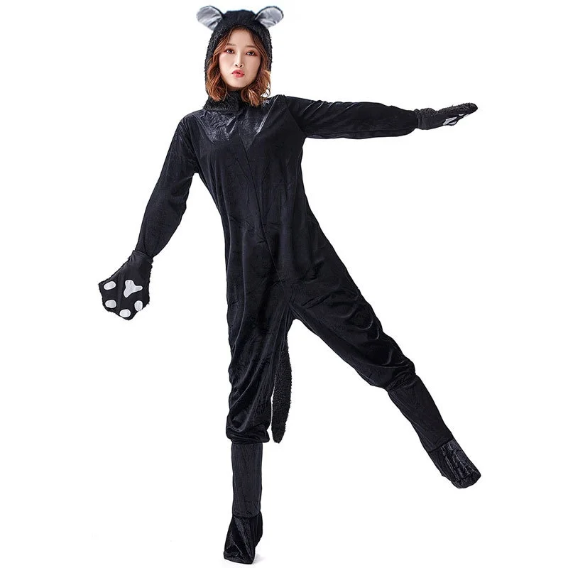 

Neutral Animal Par Costume Onesie loween Costume Bla Dog Bear Role-plang Suit Women's Ethnic Stage Costume