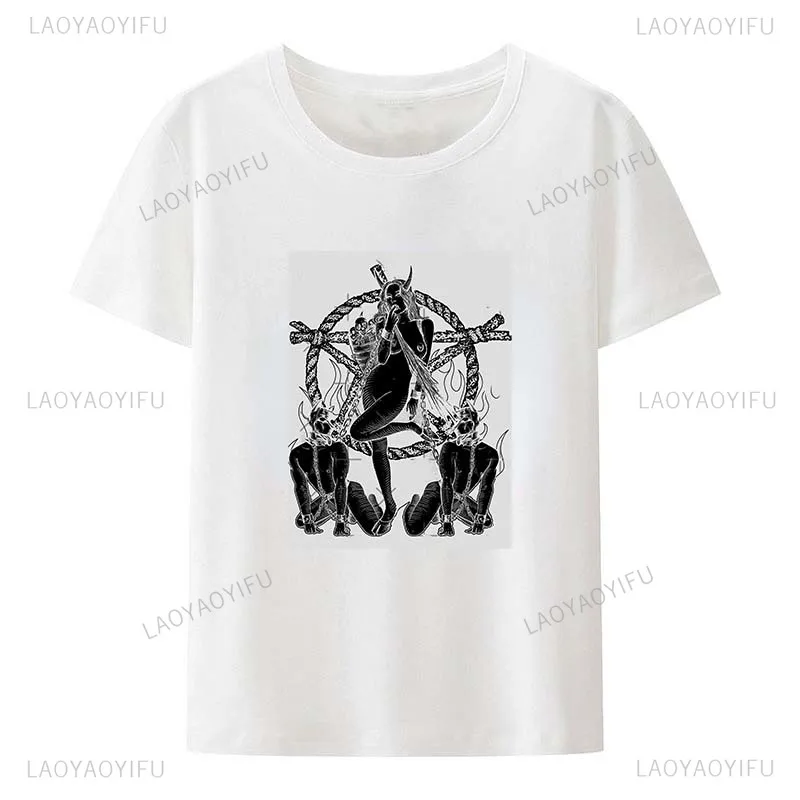 Satanic Demon Devil Cotton Tops Sexy Girl Classic Hail Satan Occult Baphomet Tshirt Men Short Sleeved Leisure Tee Shirt Clothing