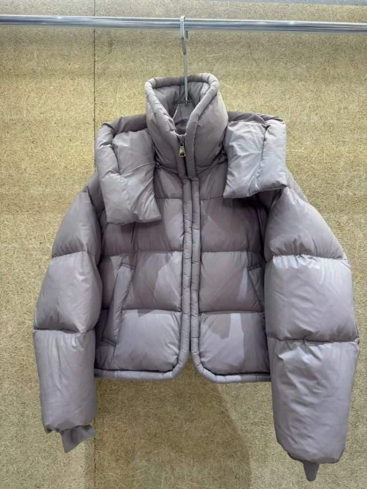 

2025 New Autumn Winter Jacket Women Fahsion Hooded White Duck Down Coat Short Warm Puffer Jacket Female Solid Top Clothes