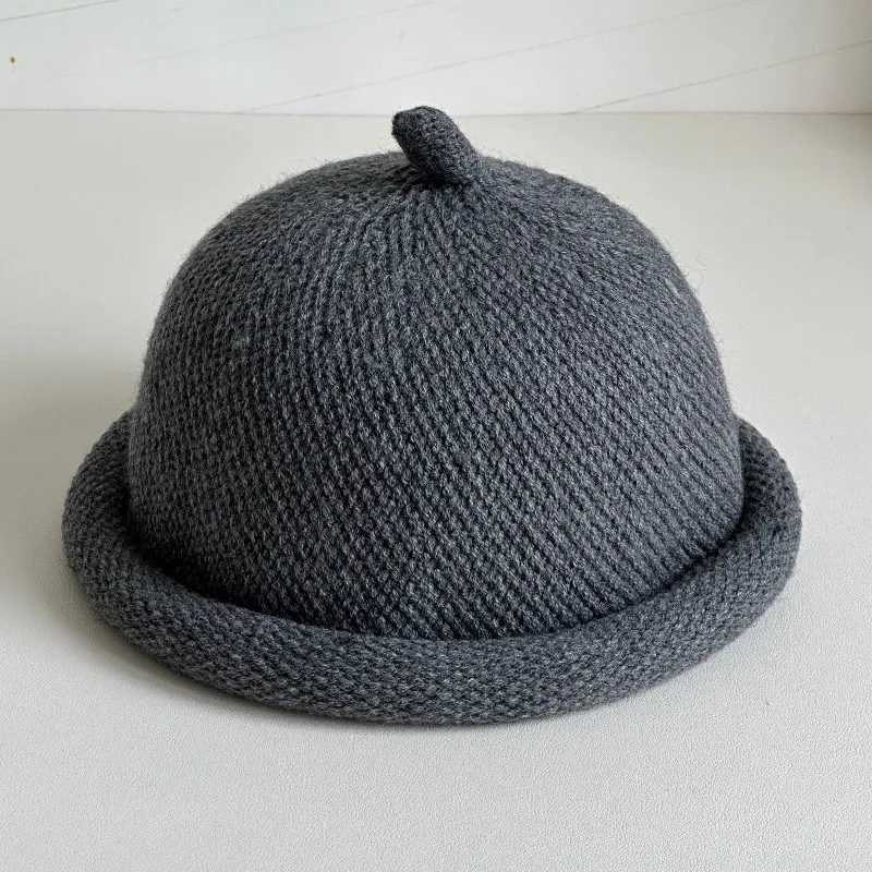 Top Knot Nipple Top Beanie Unisex Winter Warm Rolled Edge Knit Docker Cap Cute Pointed Skullcap Miki Bonnet Шапка Женская Зима