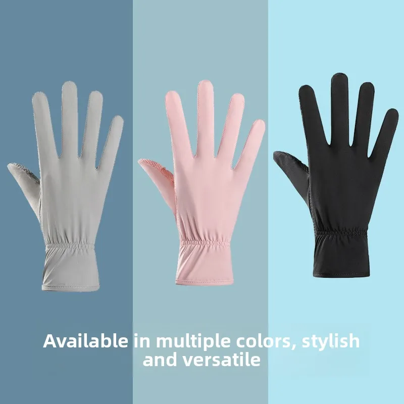 

Breathable Ice Silk Sun Protection Gloves Women's Thin High Elasticity Driving Anti-Slip UV Protection Summer Bike Touch Scre...