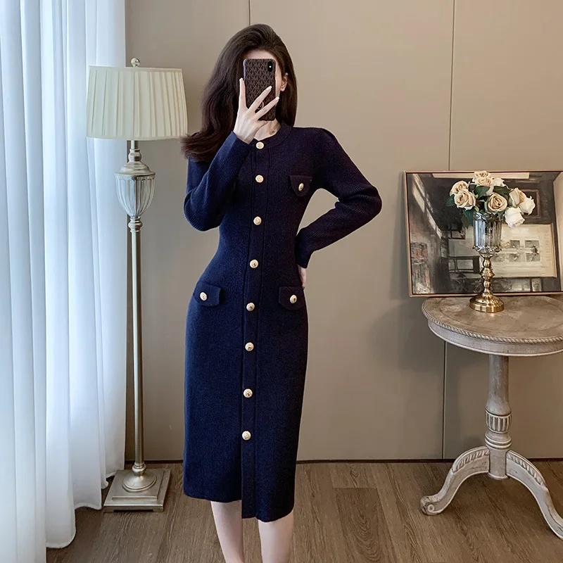 Autumn Women's Long Sleeved Dress High Quality Fashion Casual Commuter Knitted Dress