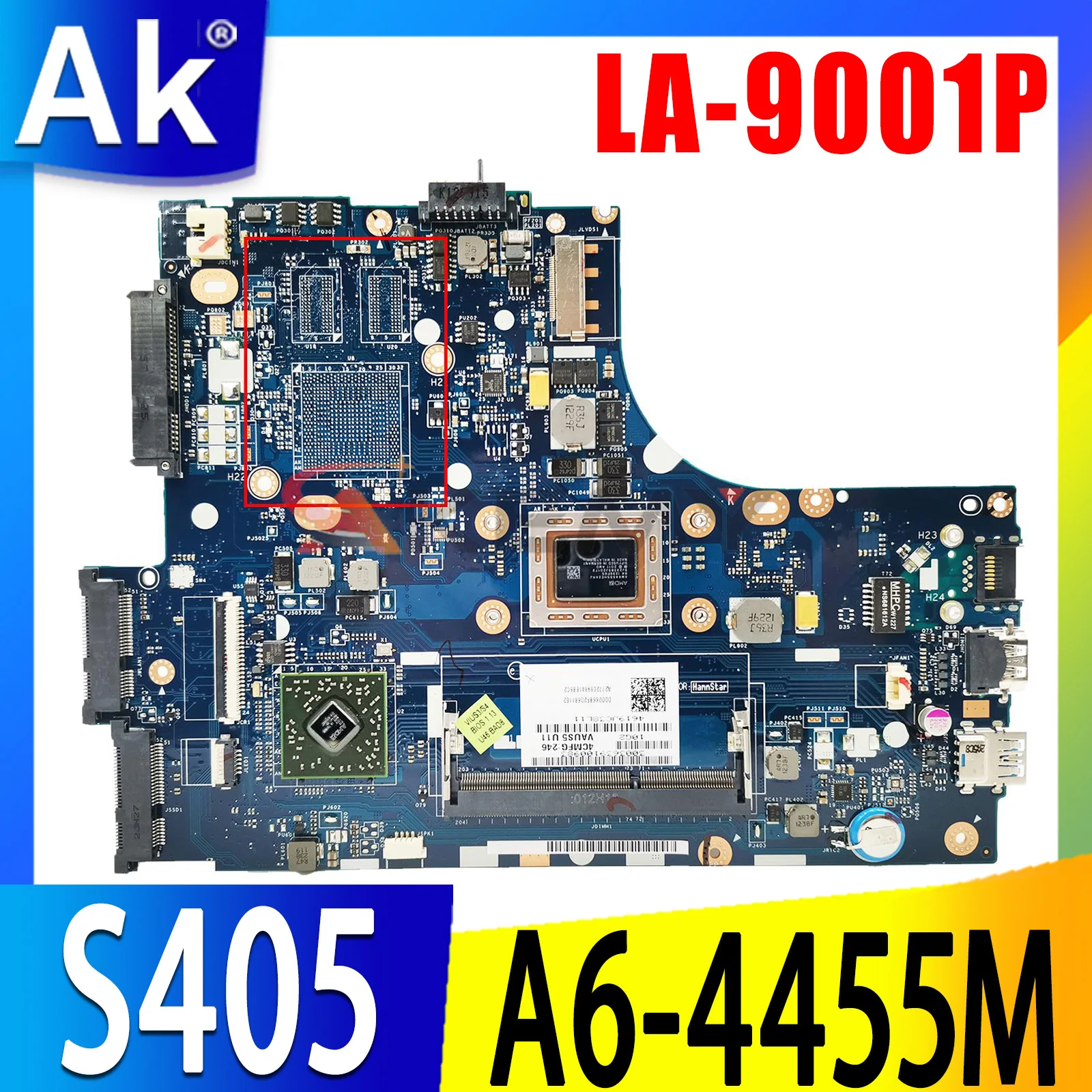 

VAUS5 LA-9001P For Lenovo Ideapad S405 Laptop Motherboard A6-4455M CPU 90001724 DDR3 100% Test Work