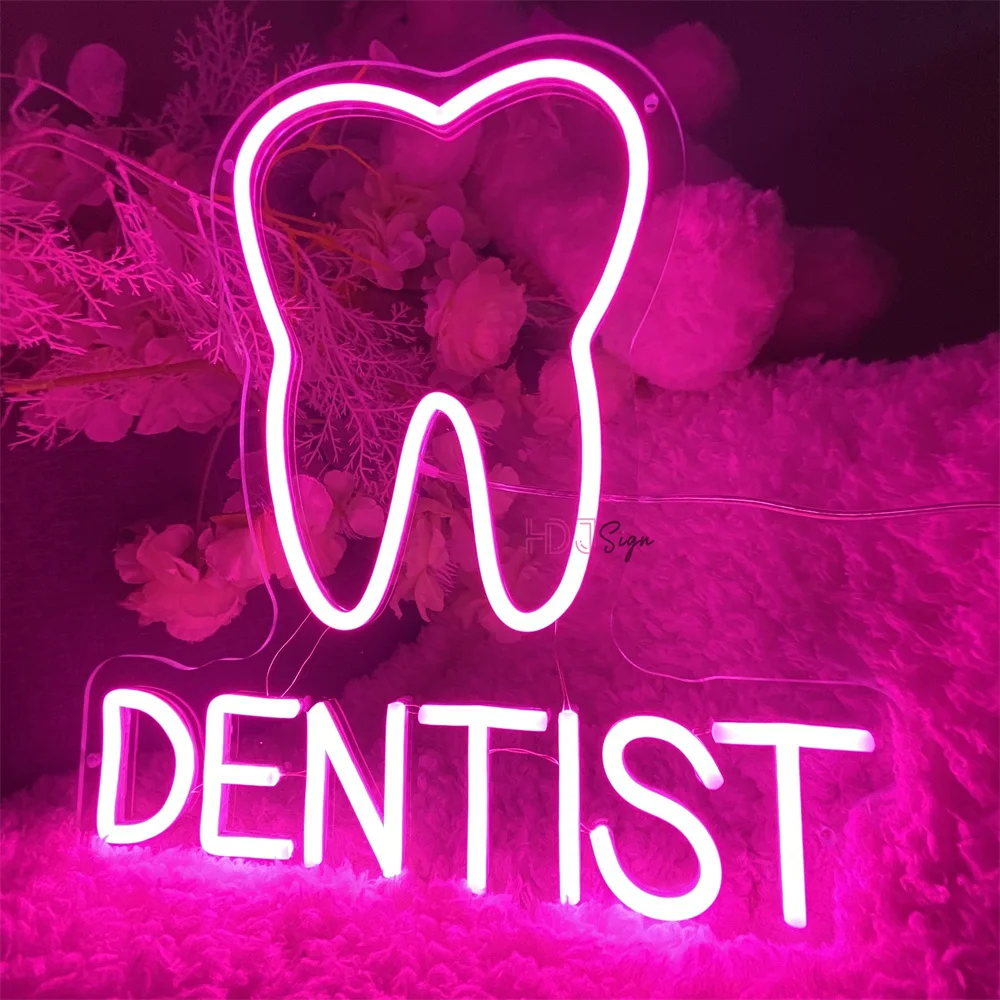 Neon Led Sign Dentist Tooth LED Night Lights USB Sign Teeth Shop Dentist's Office Room Decoration Boardsign Neon Lights