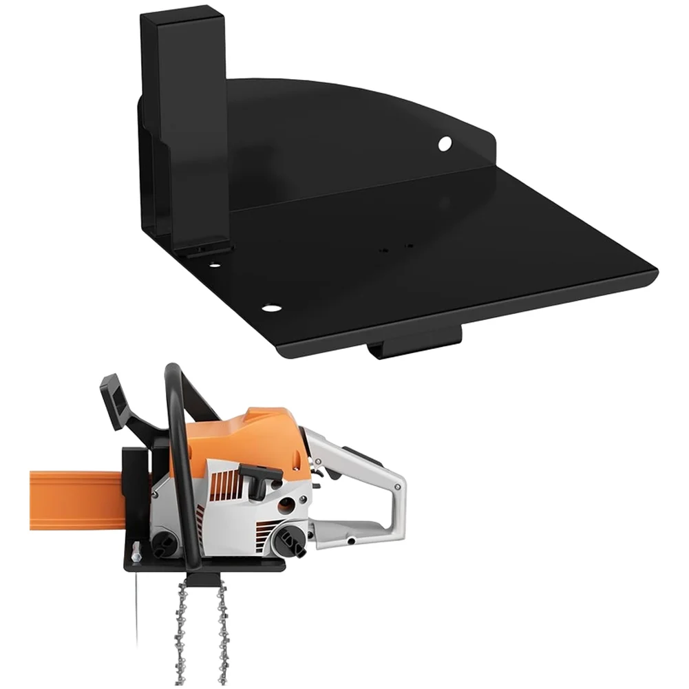 

Heavy Duty Chainsaw Wall Mount Holder Adjustable Steel Hanger with Dedicated Slots for Chains Oil and Wrenches