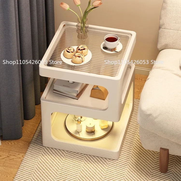 

Sofa side table Modern simple living room Solid wood small coffee table Creative bedroom Cream wind Bedside table Shelf